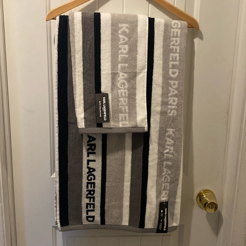 NWT - Karl Lagerfeld bath and hand towel set.